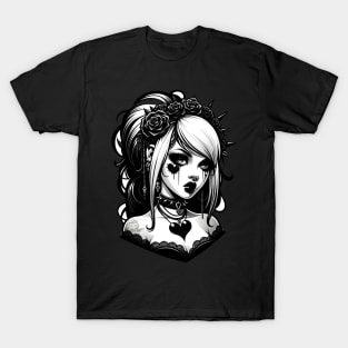 Gothic Valentine Pin-up Girl T-Shirt